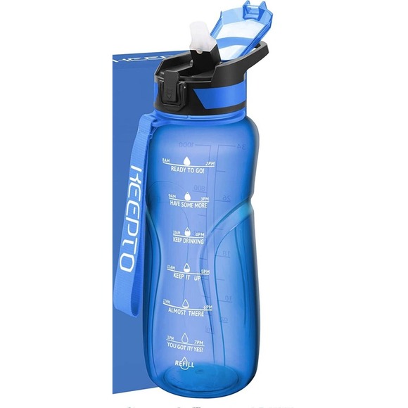 Keepo 34 Oz Water Bottle Straw BPA free Motivational With Time Marker Blue. (d15 - Picture 4 of 12